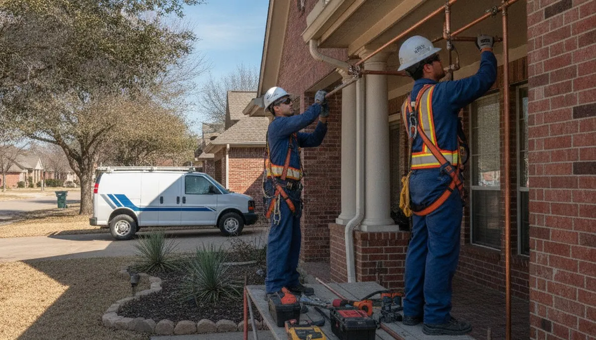 Fort Worth, TX emergency plumber repairing a residential plumbing leak on a service call