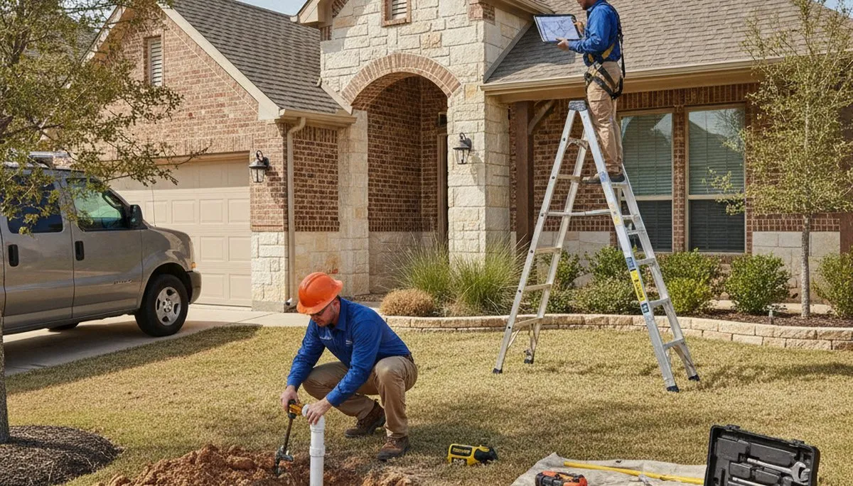 Fort Worth, TX plumber repairing a pipe for emergency plumbing service